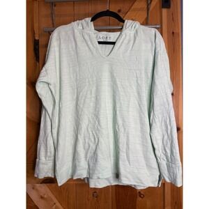 LOFT Womens Hoodie Top Green V Neck Long Sleeve Casual Comfy Pullover Medium‎